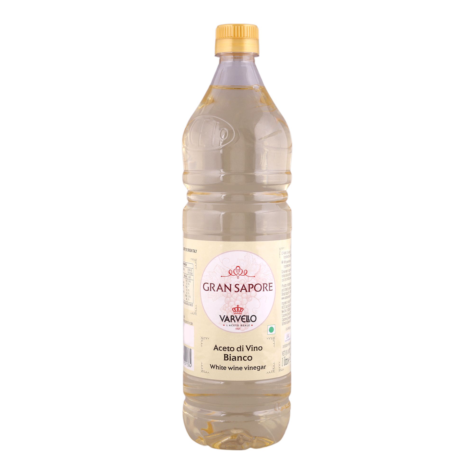 Varvello Gran Sapore White Wine Vinegar 1 Litre | Italian Vinegar with 6% Acidity for Salad Dressing, Marinades, Sauces, Pickling & Cooking