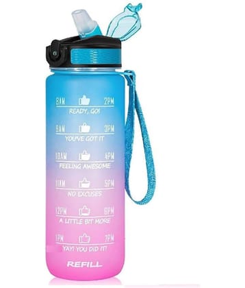 Dust N Shine Motivational Water Bottle 1000 mL Blue Pink Gradient