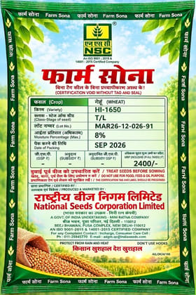 NSC Wheat HI-1650, 40 Kg Truthfully Labelled Seed Bag