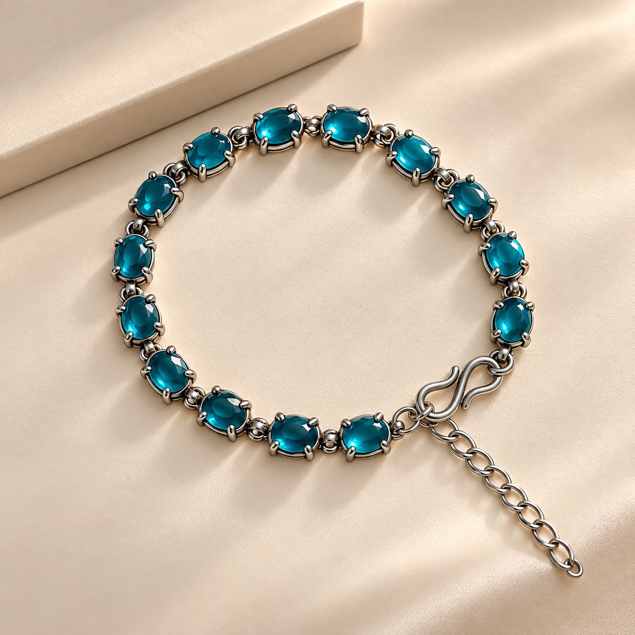 Trendy Turquoise Blue Crystal Beaded Adjustable Bracelet