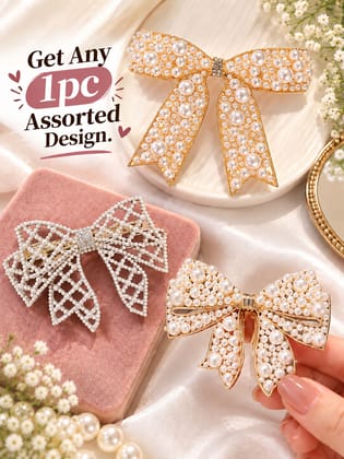 Elegant Pearl Bow Hair Clip for Women Pack Of 1