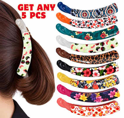 Women’s Multicolor Decorative Hair Claw Clip-Pack Of 5