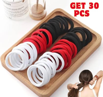 Set of 30 Multicolor Elastic Hair Bands for Women & Girls