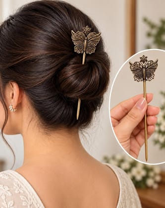 Elegant Golden Butterfly Hair Stick