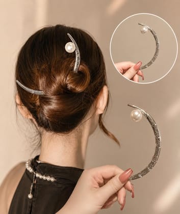 Moon Shape Metal Hair Juda Bun Stick