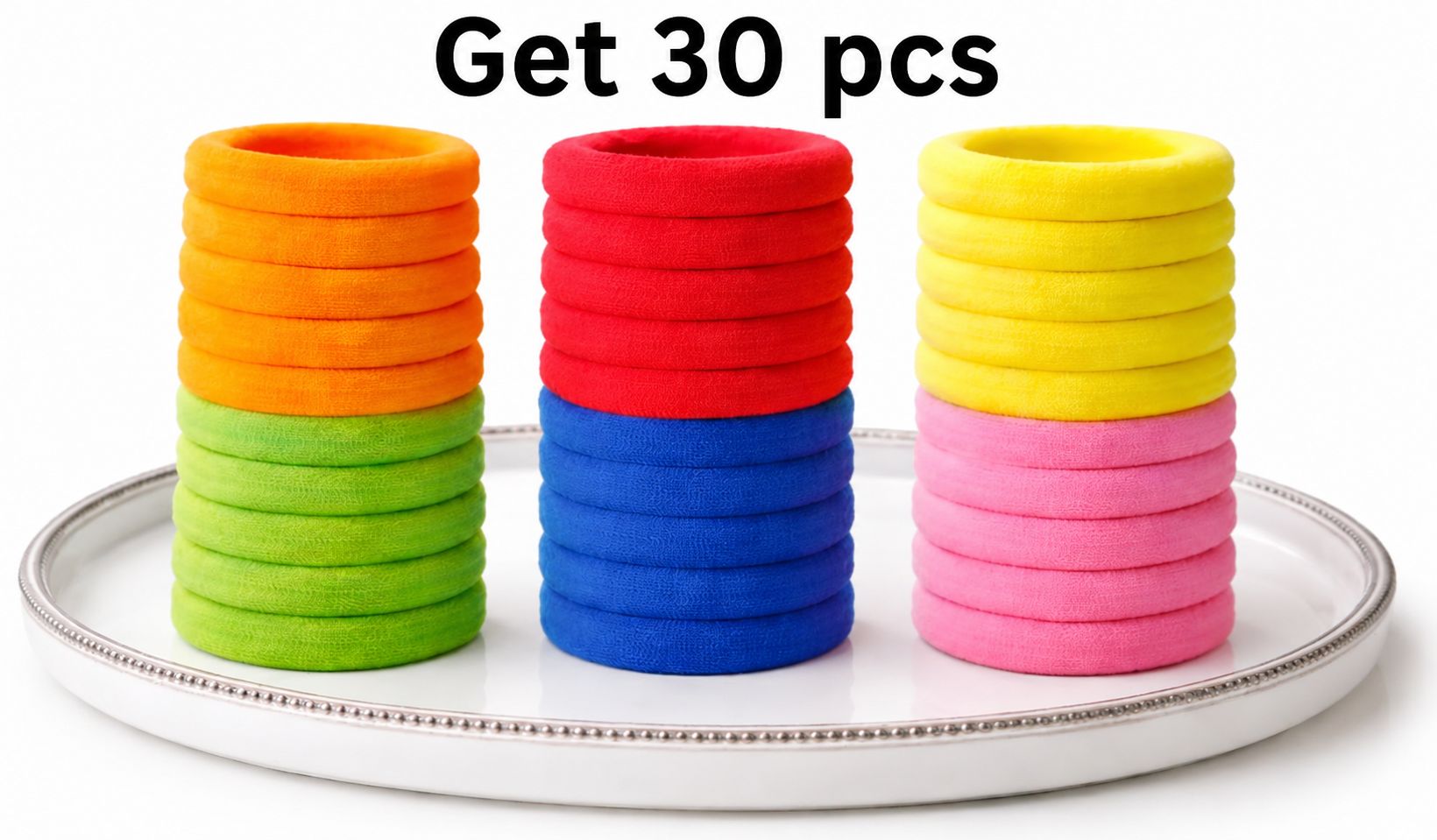  Pack of 30 Multicolor Soft Elastic Hair Bands