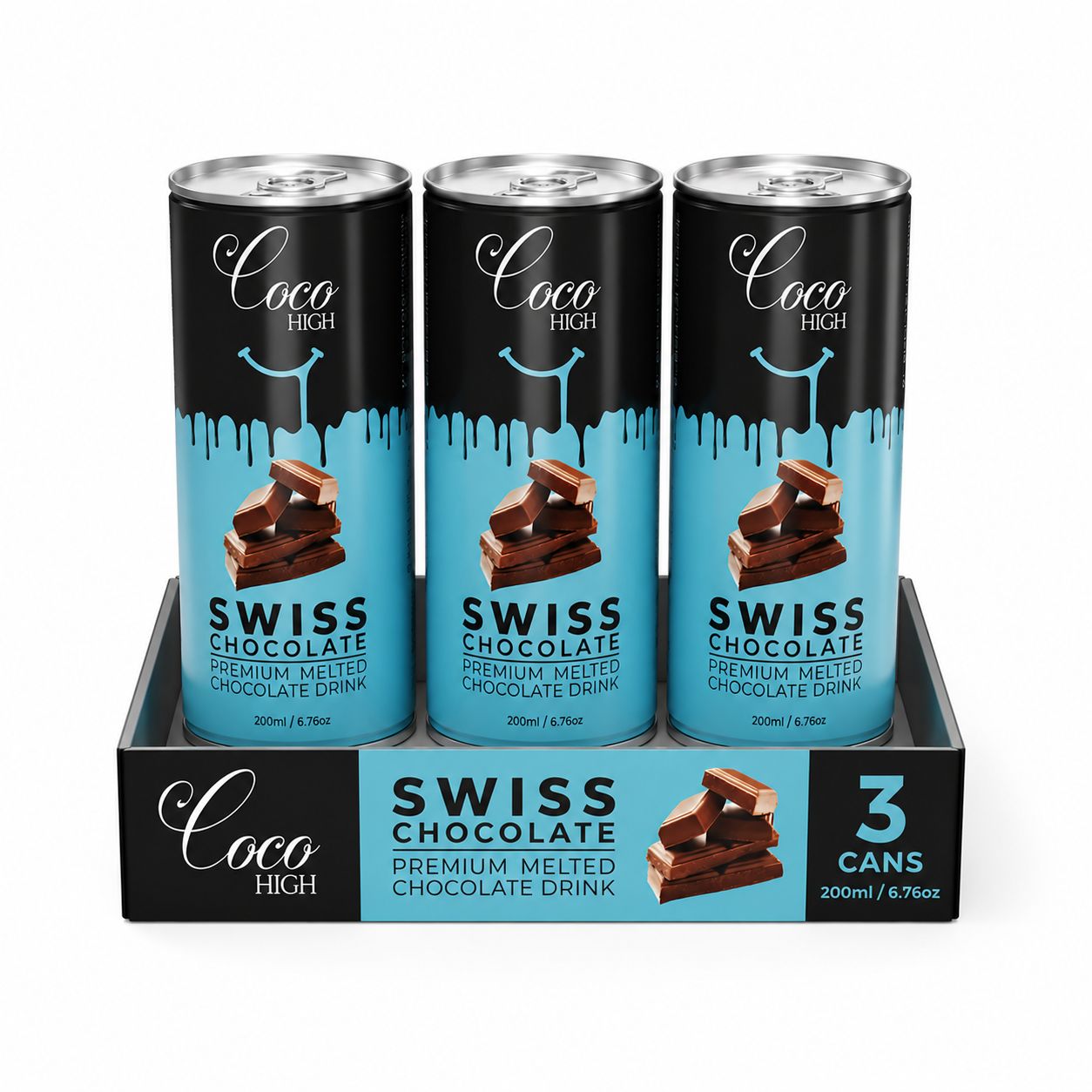 COCOHIGH Swiss Chocolate Drink Can - 200 ml (Pack of 3)