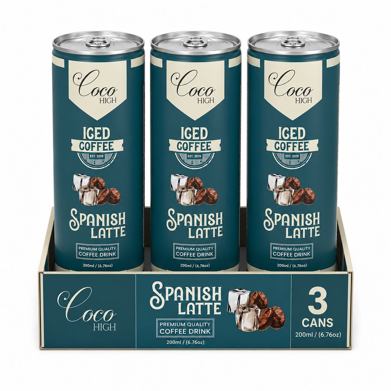 COCOHIGH Spanish Latte Cold Coffee Drink Can - 200ml (Pack Of 3)