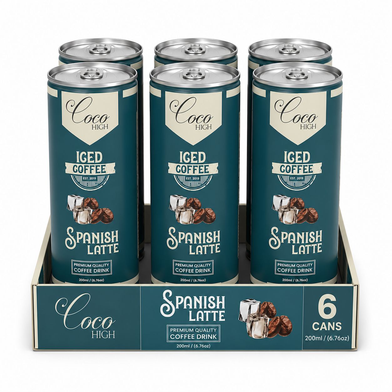 COCOHIGH Spanish Latte Cold Coffee Drink Can - 200 ml (Pack Of 6)
