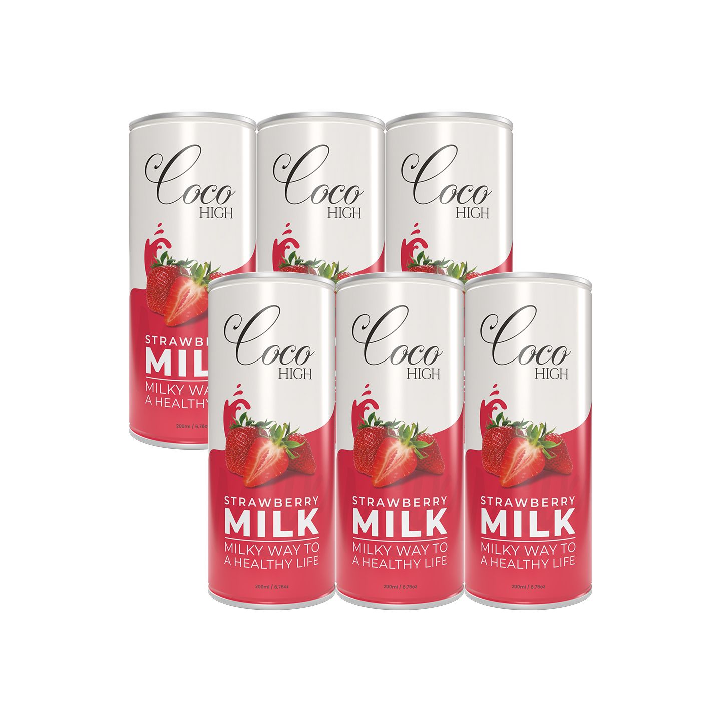 COCOHIGH Strawberry Flavoured Milk - 200ml (Pack Of 6)