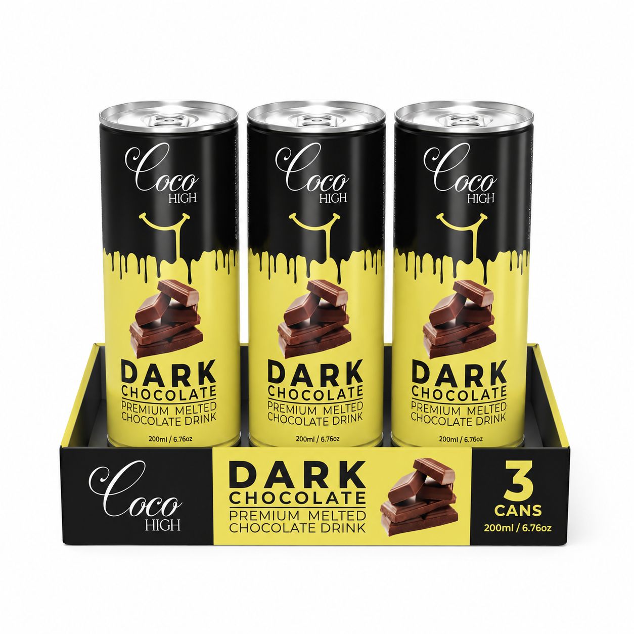 COCOHIGH Dark Chocolate Drink Can - 200 ml (Pack Of 3)