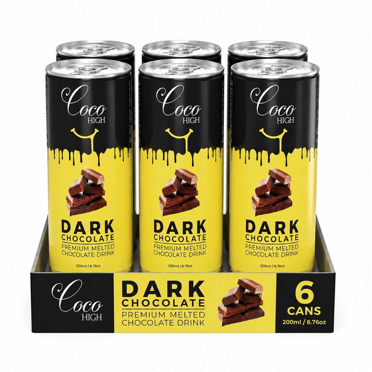 COCOHIGH Dark Chocolate Drink Can - 200 ml (Pack Of 6)