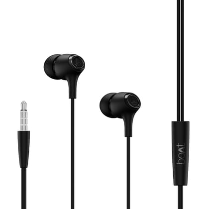 boAt Bassheads 95 Wired in Ear Phones,10Mm Drivers,Signature Sound,in-Line Microphone,Integrated Controls,Snug Fit,Lightweight,Voice Assistant,120Cm Cable & 3.5mm Jack 