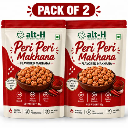 alt-H Roasted Peri Peri Makhana Pack of 2 (12g each) - Healthy Protein Snack