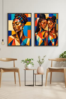 Combo Geometric Wall Art with Wooden frame