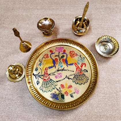 Pure Brass Pooja Thali Set (Heavy quality) Set of 7 puja items
