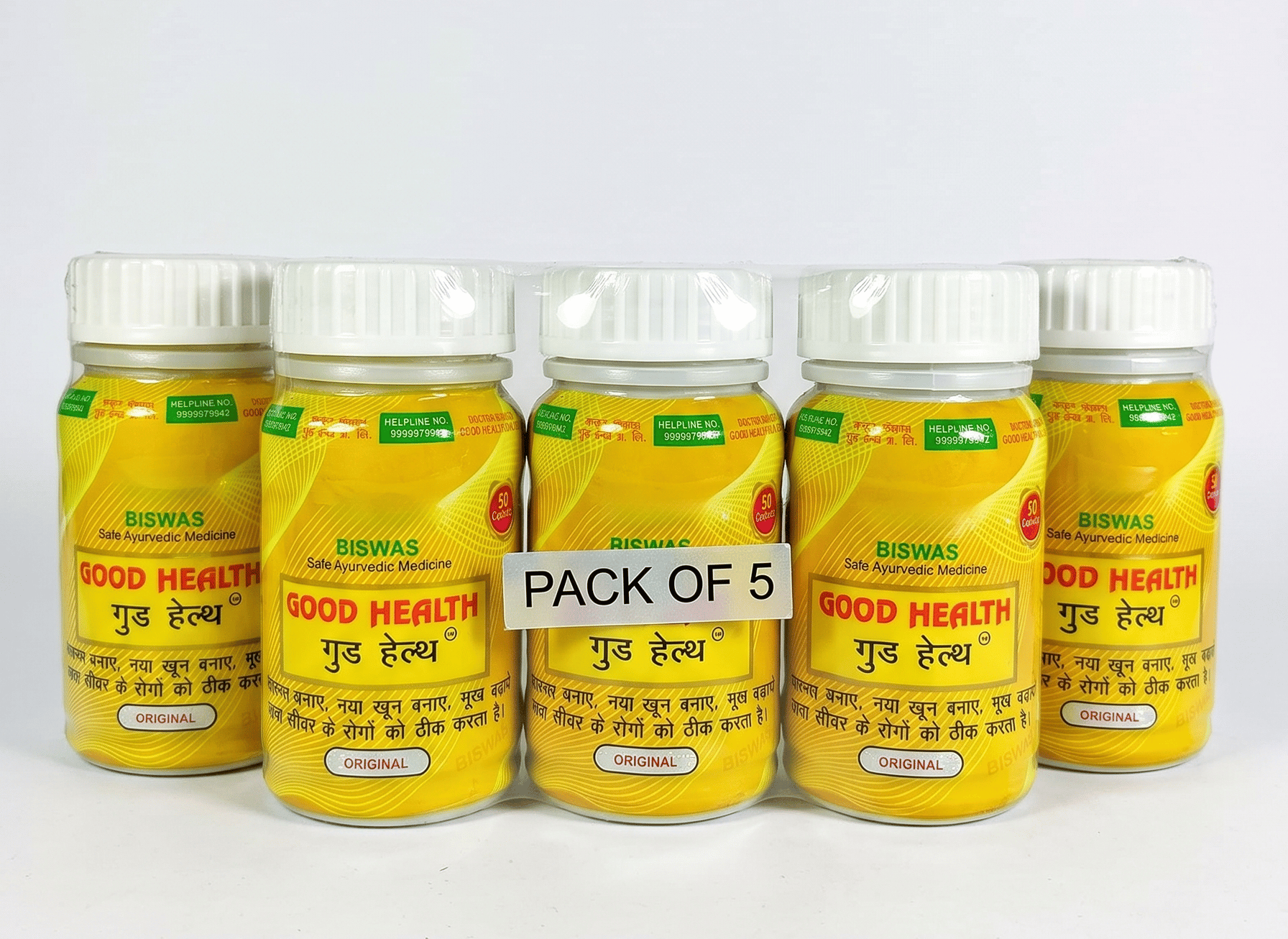 Dr Biswas Good Health Capsules – 50 Veg Caps × 5 Bottles (Total 300) | Natural Weight Gain, Energy & Immunity Booster | Appetite & Liver Support.