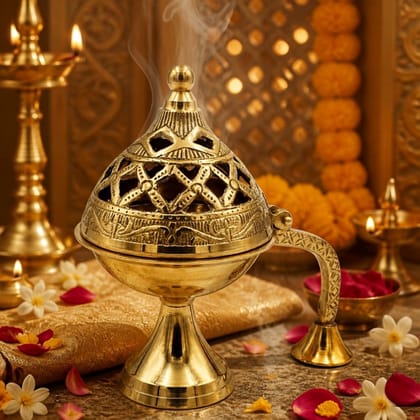 Pure Brass Loban Burner | Dhoop Dani | Incense Burner for Pooja & Home Pure Brass Loban Burner | Dhoop Dani | Incense Burner for Pooja & Home