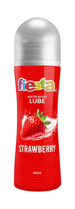 Fiesta Strawberry Flavoured Intimate Lubricant (60ml) | Water-Based For Enhanced Comfort & Smoothness | Non-Greasy/Non-Sticky Formula | Easy to Wash