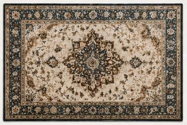 Traditional Persian-Style Blue & Beige Area Rug