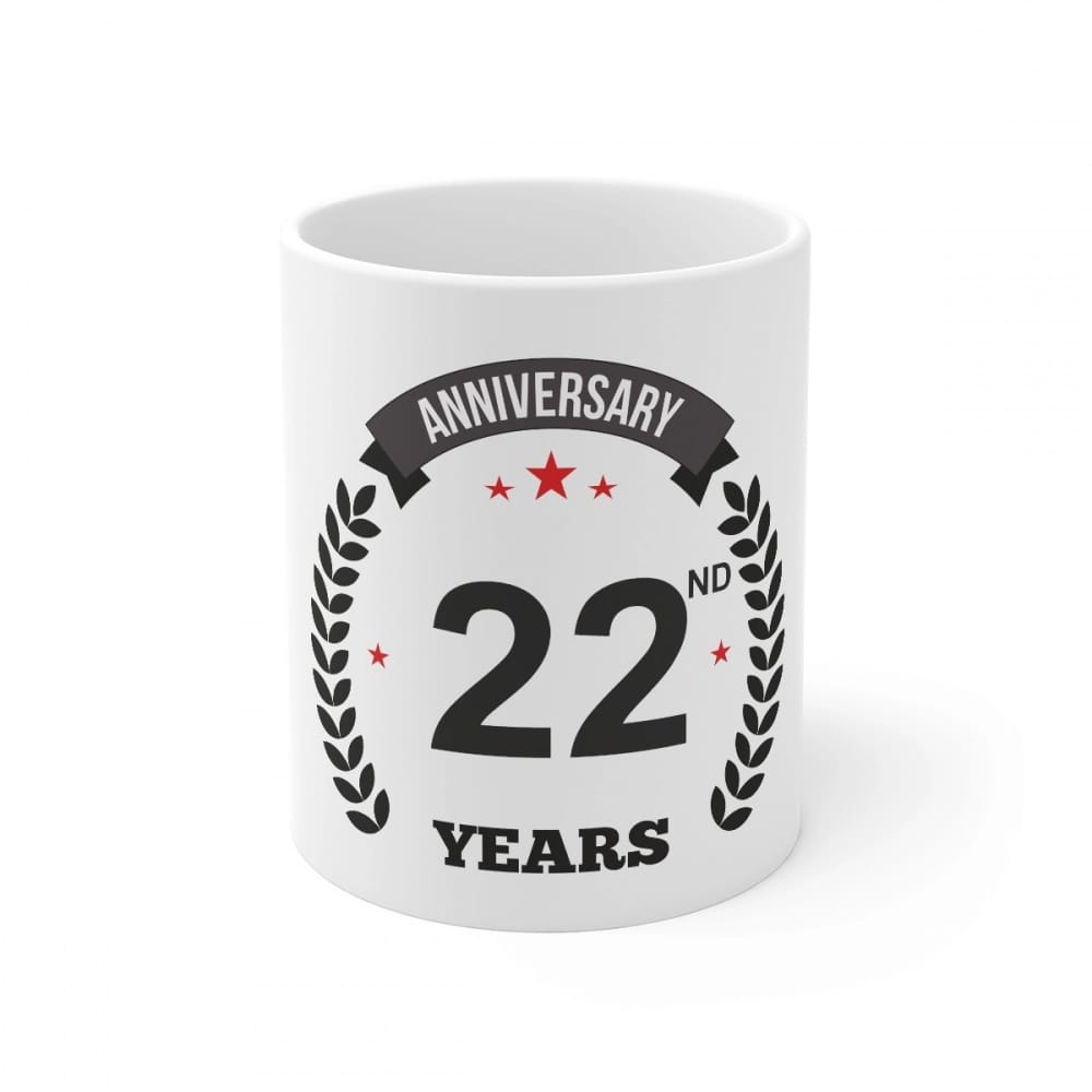 Generic Ceramic 22th Anniversary Printed Coffee Mug (Color: White, Capacity:330ml)