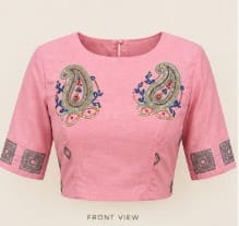 Hand Embroidered Pink Paisley Blouse with Sequin Work