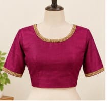 Magenta Silk Hand Embroidered Saree Blouse