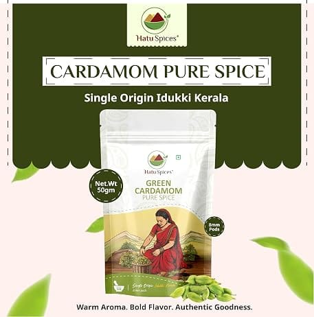 Hatu Spices Green Cardamom Pure Spice, 50gm