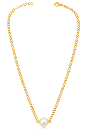 A V FASHION INDIA - Single Pearl Pendant Moti Necklace for Women & Girls with Gold Plated Chain Stylish Fashion Jewellery