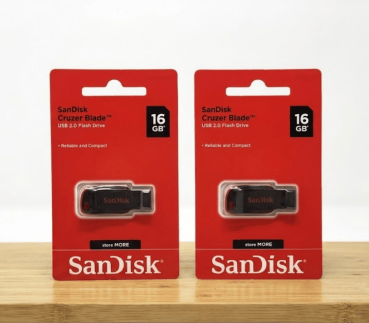 SanDisk Cruzer Blade USB 2.0 16gb Pendrive Pack of-2 Compatible with Audio Player, Desktop Computer, Gaming Console, Laptop, Mobile, Tablet, Netbook, Television USB 2.0 Plastic Case (Black, Red)