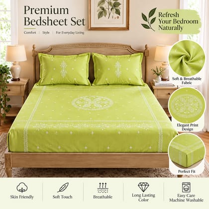Lucknow Chikankari Art- Bedsheet (King Size)