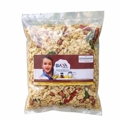 Homemade Roasted Poha Chivda | Crispy Traditional Namkeen Mixture Made with Premium Peanut Oil, No Preservatives & 100% Natural Organic Ingredients | BAYA INDIA |Indian Snack for Chai Time (400g)