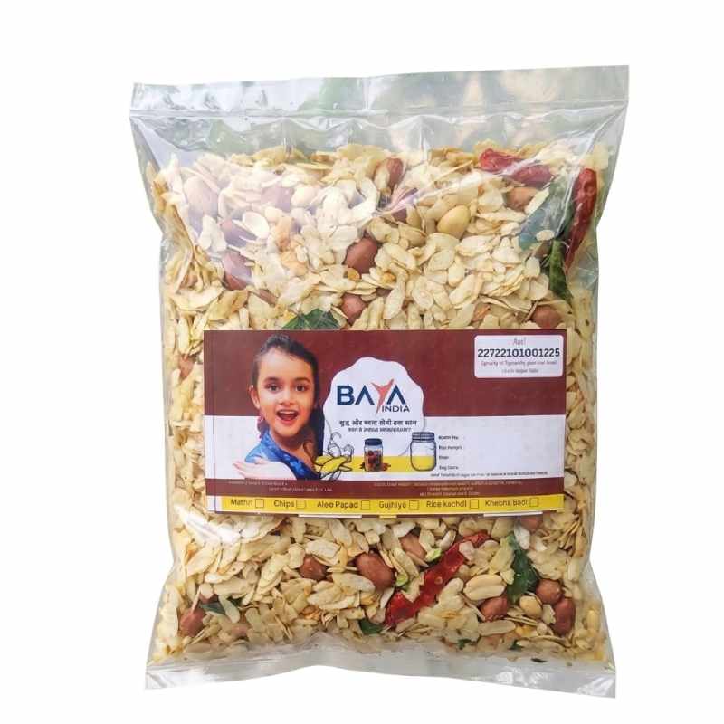 Homemade Roasted Poha Chivda | Crispy Traditional Namkeen Mixture Made with Premium Peanut Oil, No Preservatives & 100% Natural Organic Ingredients | BAYA INDIA |Indian Snack for Chai Time (400g)