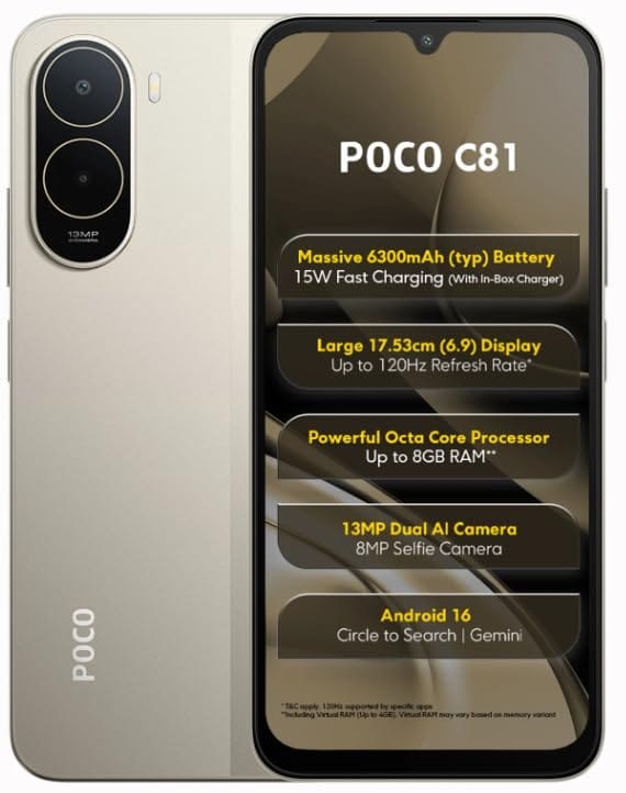 POCO C81 Sky Blue (4GB, 64GB)