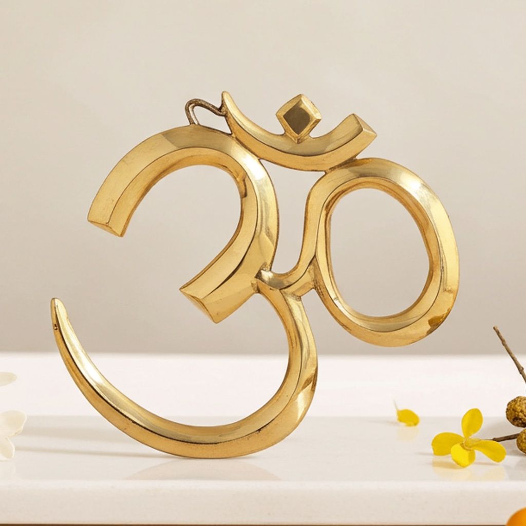 Brass Showpiece Wall Hanging Om, Height : 10.2 Inch (FMAS657 E)