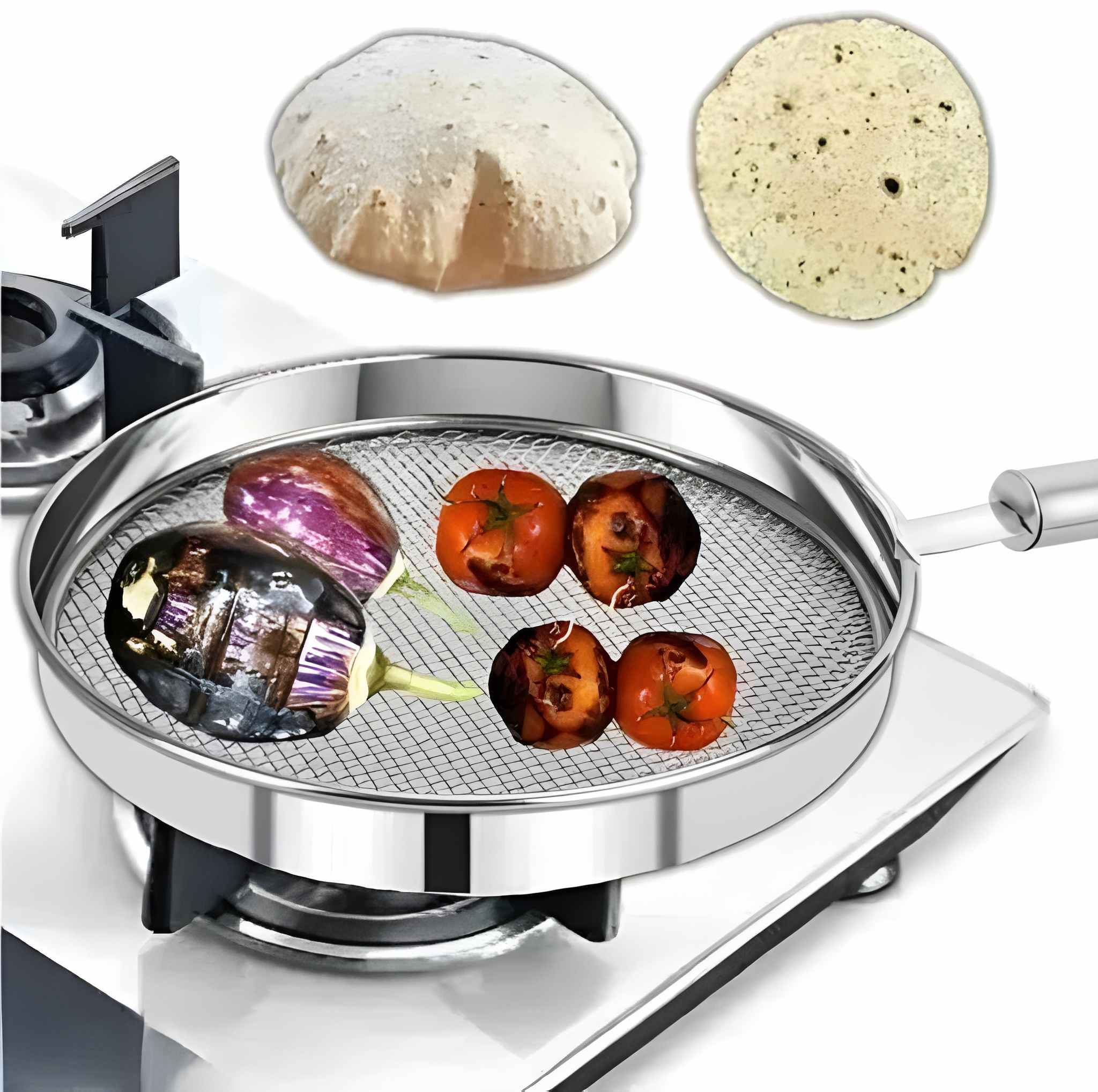 Heavy Duty Stainless Steel Gas Roaster | Roti Papad Chapati & Brinjal Roasting Grill for Gas Stove | Kitchen Roasting Stand (Original)
