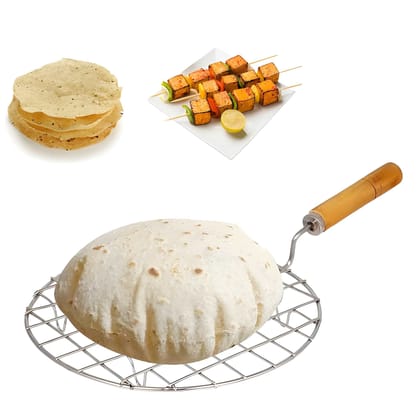 Heavy Duty Stainless Steel Jali Roti Roast | Roti Chapati Papad & Brinjal Roasting Grill for Gas Stove | Kitchen Roasting Stand (Original)