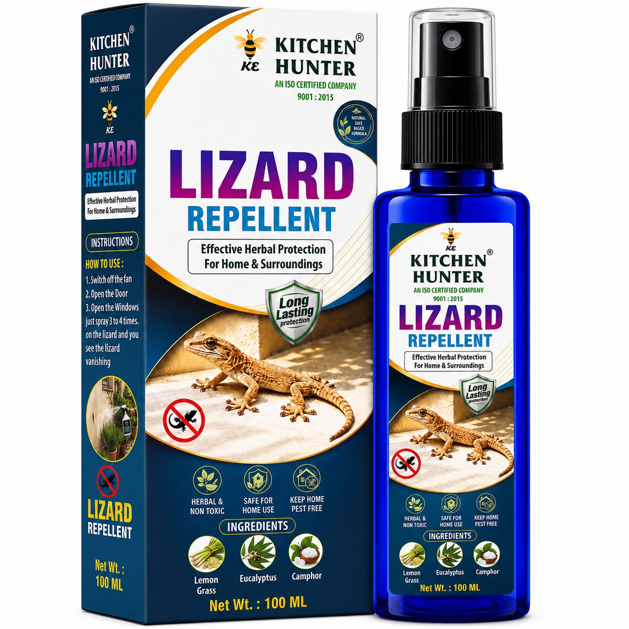 Kitchen Hunter Lizard Repellent Spray 100ml for Walls, Corners & Hidden Areas | Easy Household Spray