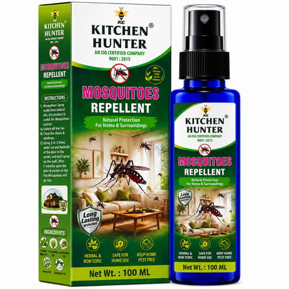 Kitchen Hunter Mosquito Repellent Spray 100ml for Home & Indoor Spaces | Easy-to-Use Household Spray