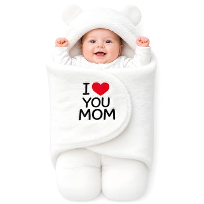 WUGO Hooded Wearable Swaddle Wrapper for Baby Boys & Girls | Soft & Cozy Baby Blanket Wrap | Newborn Baby Sleeping & Comfort Blanket (Original)