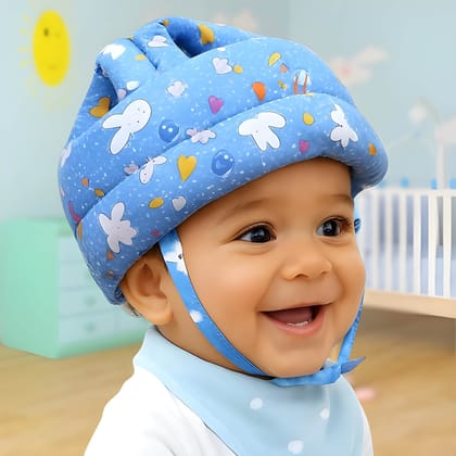WUGO Baby Head Protector Cushion Cap for 6–36 Months | Soft Padded Baby Safety Head Protection Cap | Adjustable Chin Strap | Cute Printed Design