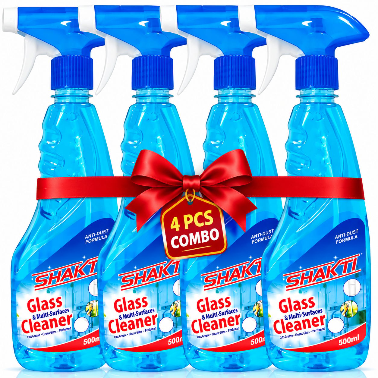 SHAKTI Glass & Multi Surface Cleaner 500 Ml - 4 Pcs Combo