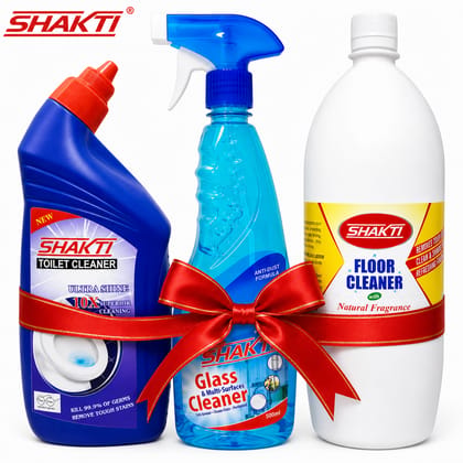 SHAKTI Floor Cleaner 1 Ltr, Glass Cleaner 500 Ml & Toilet Cleaner 500 Ml Combo Pack