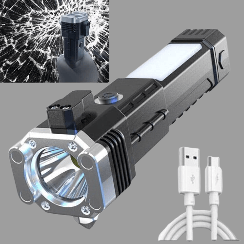 LED Hammer Torch with Glass Breaker & Seat Belt Cutter