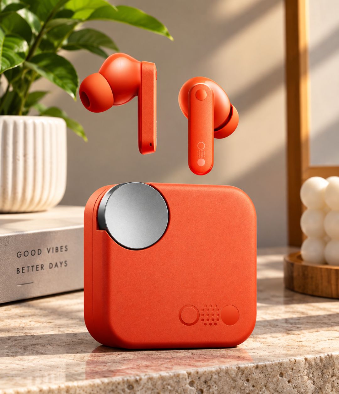 Unique disine bluetooth connect orange colour ear buds