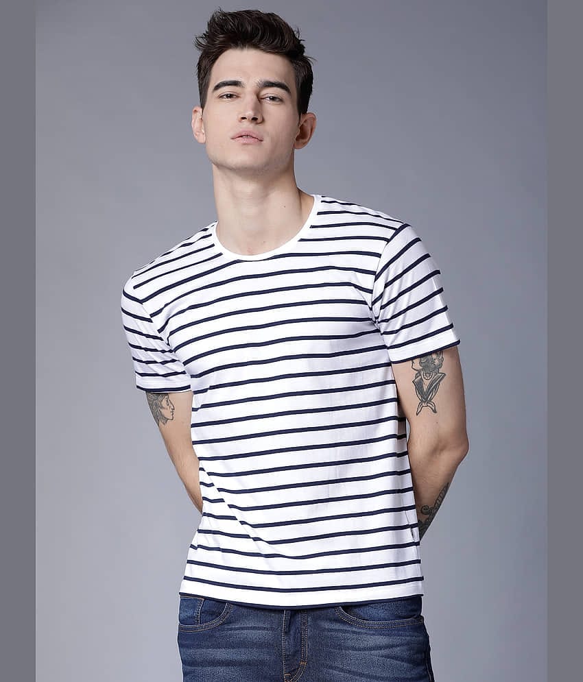 Highlander Men 100% Cotton Slim Fit Striped T-Shirt ( Multicolor )