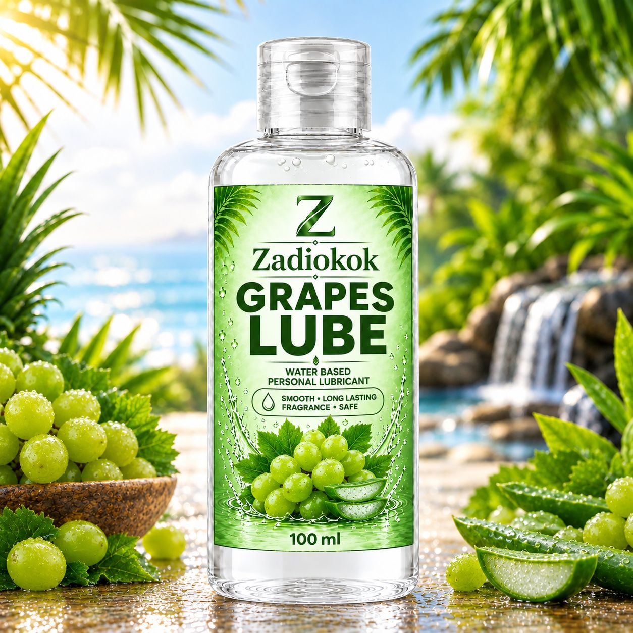 Zadiokok Grapes Flavour Water Based Personal Lubricant Gel | Smooth & Long Lasting Lube | 100 ml (Pack of 1)