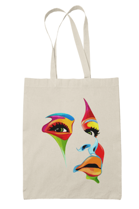 Prakrut India Canvas Tote Bag with Zipper & Inner Pocket, Pop Art Abstract Print