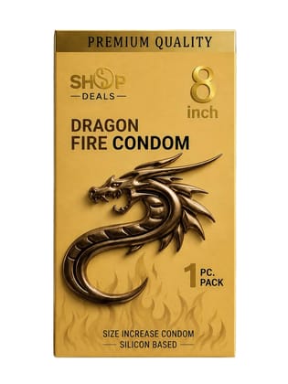 Dragon Condom for Men 8 Inch Premium Textured Ribbed and Dotted Design with Extra Lubrication (Pack of 1)