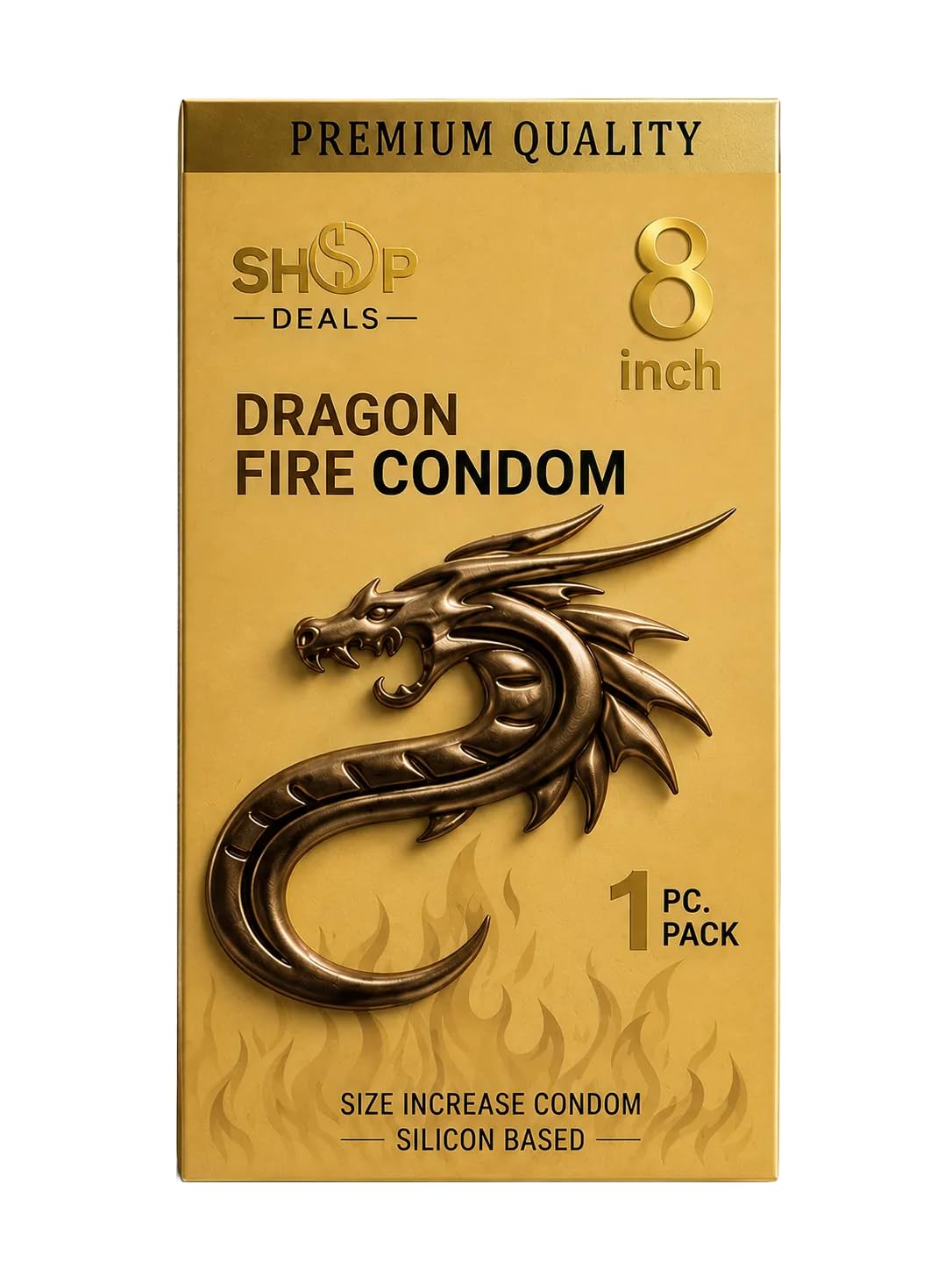 Dragon Condom for Men 8 Inch Premium Textured Ribbed and Dotted Design with Extra Lubrication (Pack of 1)